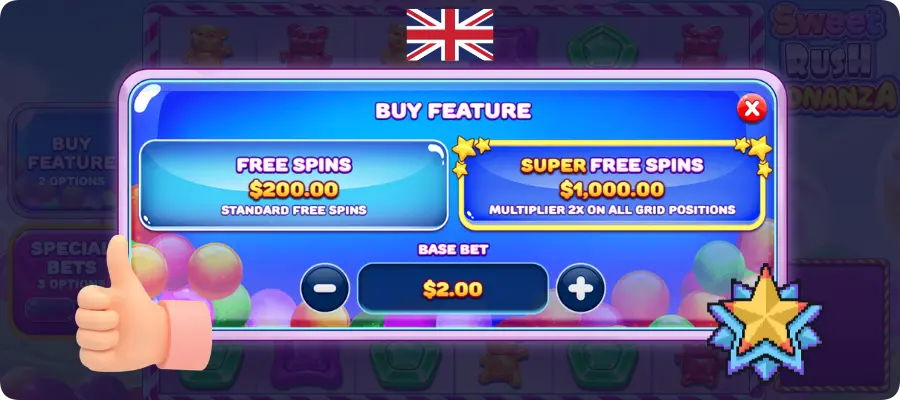 Sweet Rush Bonanza Bonus Buy with Free Spins and Super Free Spins x2