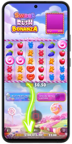 Sweet Rush Bonanza player setting a spin budget before a session